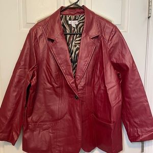 Denim & company red leather jacket size 1X